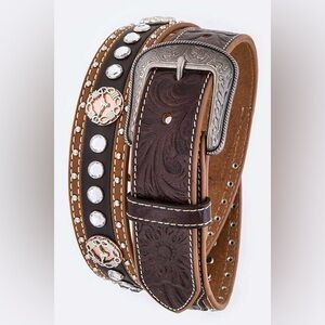 Men’s 2-Tone Brown Genuine Leather Western Belt